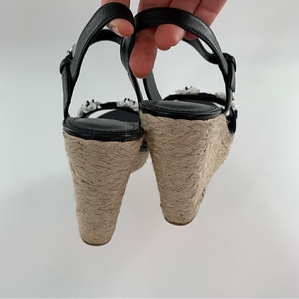 Michael Michael kors sandals 5 35 Jill black white leather platform Espadrilles - Picture 7 of 14